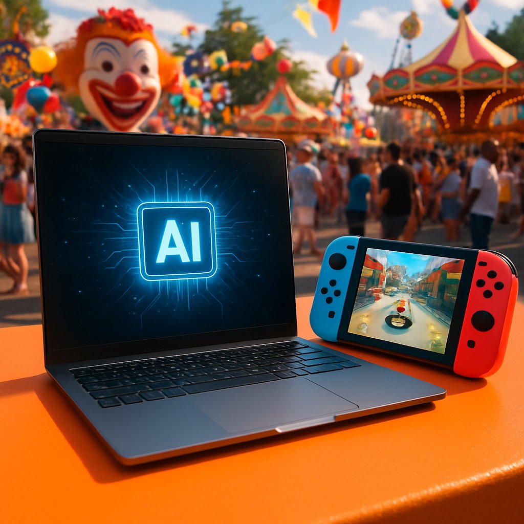 Ilustrasi Laptop AI dan Zeusbola Meriahkan Karnaval Gadget 2026